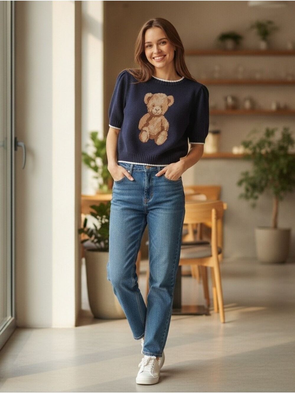 Society 212 Teddy Bear Sweater Short Sleeve Medium - Picture 6 of 6